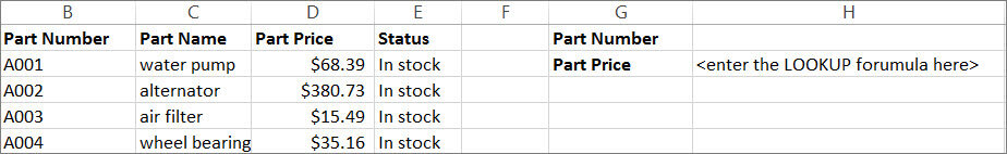 An example of how you might use the LOOKUP function