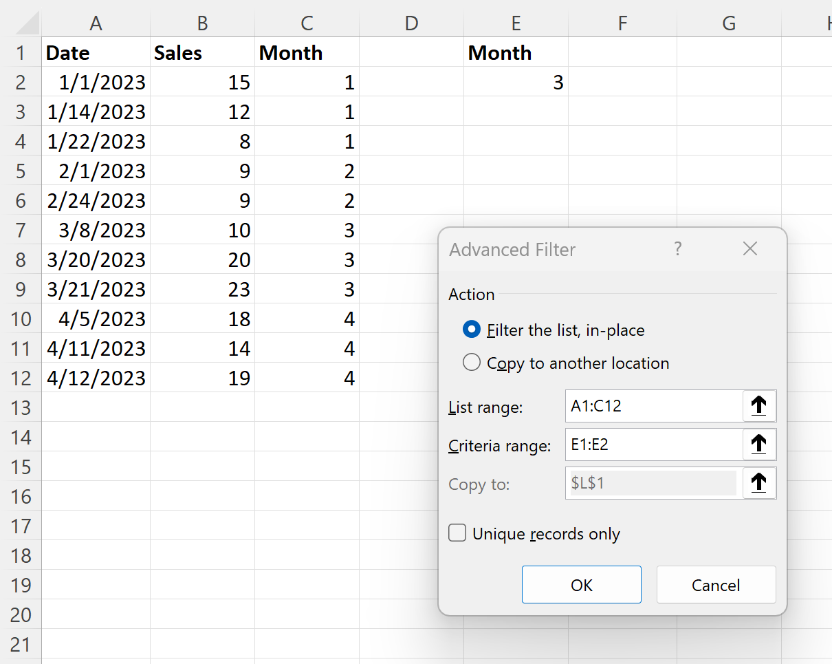 fm4 Excel advanced filter by month