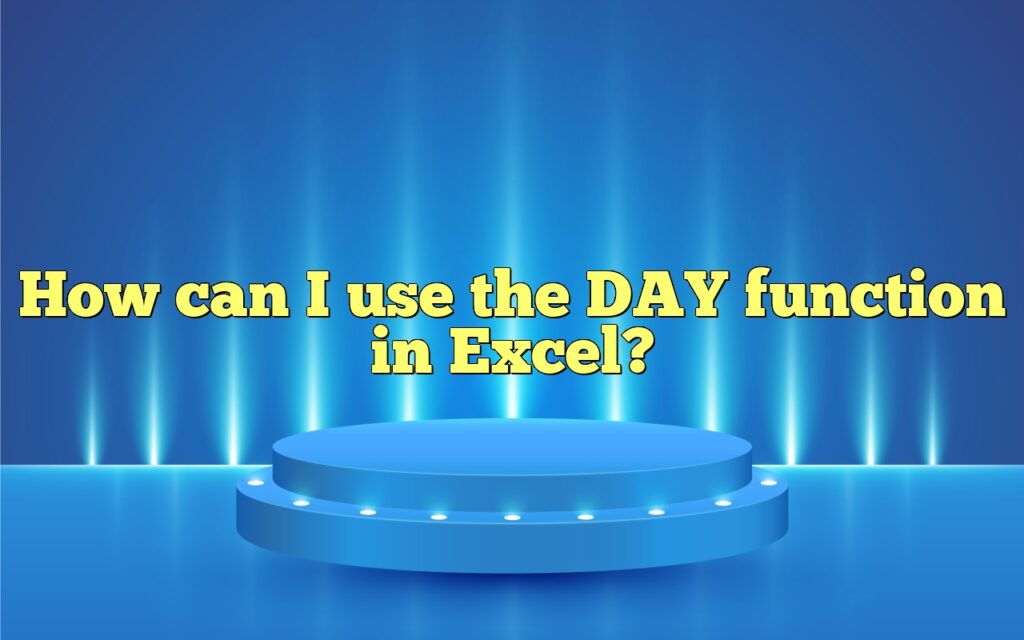 How can I use the DAY function in Excel?