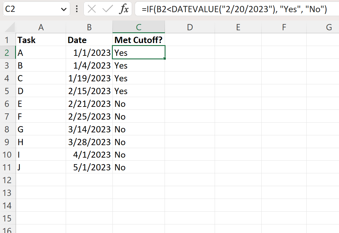 Excel formula for IF date less than another date