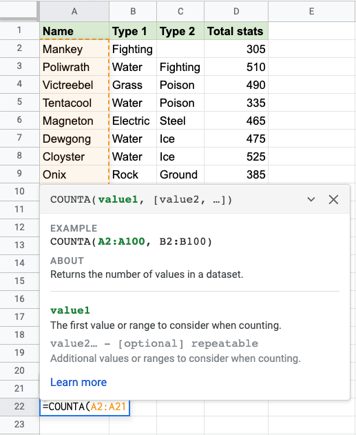 What Is The Purpose Of The Google Sheets COUNTA Function?