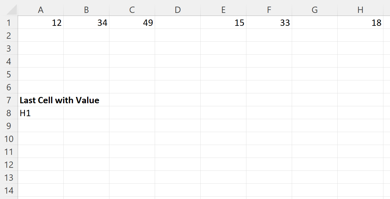 Excel find last cell with value in row
