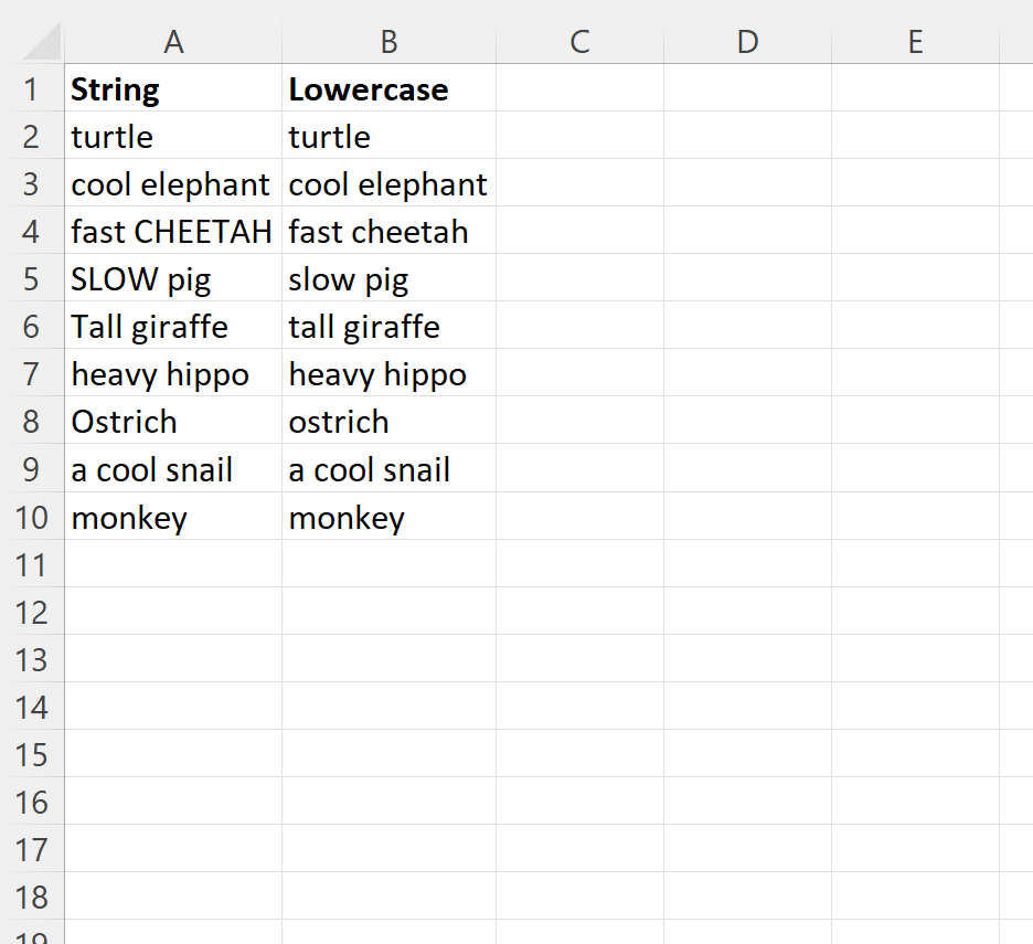 How Can I Use VBA To Convert Strings To Lower Case?