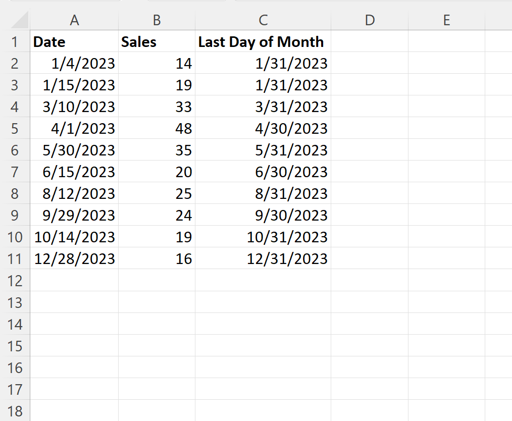 VBA find last day of month