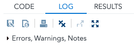 Icons for save, print, clear code, and maximize view