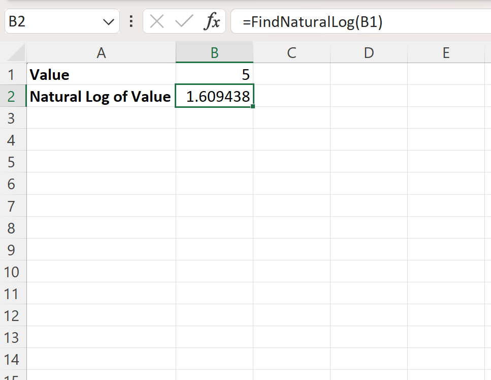 natural log in VBA