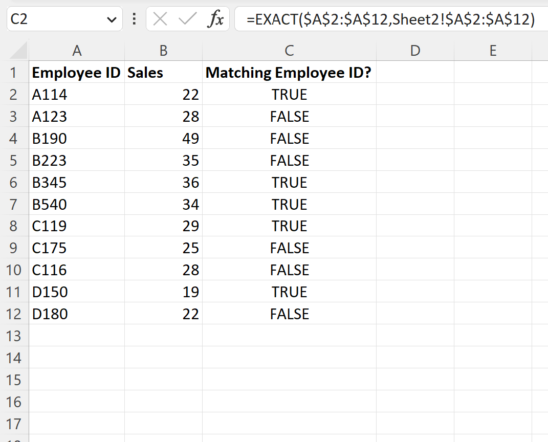 Excel find matching values in two worksheets