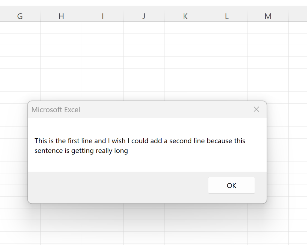 How can I add a new line to a message box in VBA? 2