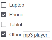 multiple-response-survey-question-user-3 List of checkboxes with second and fourth options checked and text entered in write-in box