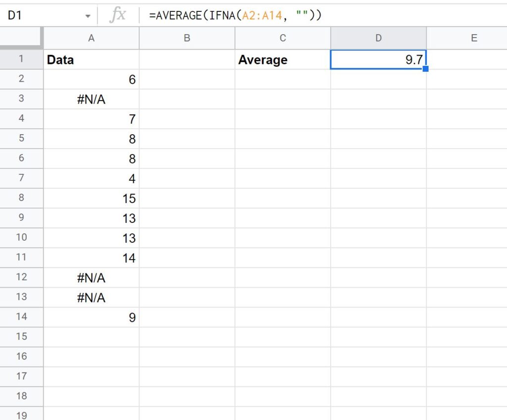 How can I ignore #N/A values in Google Sheets formulas? 2