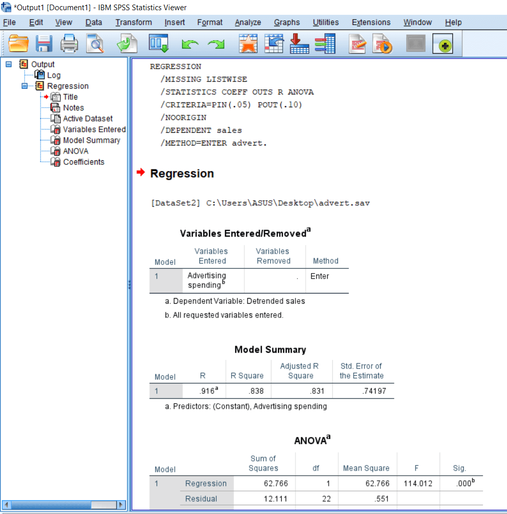 Output of Linear Regression