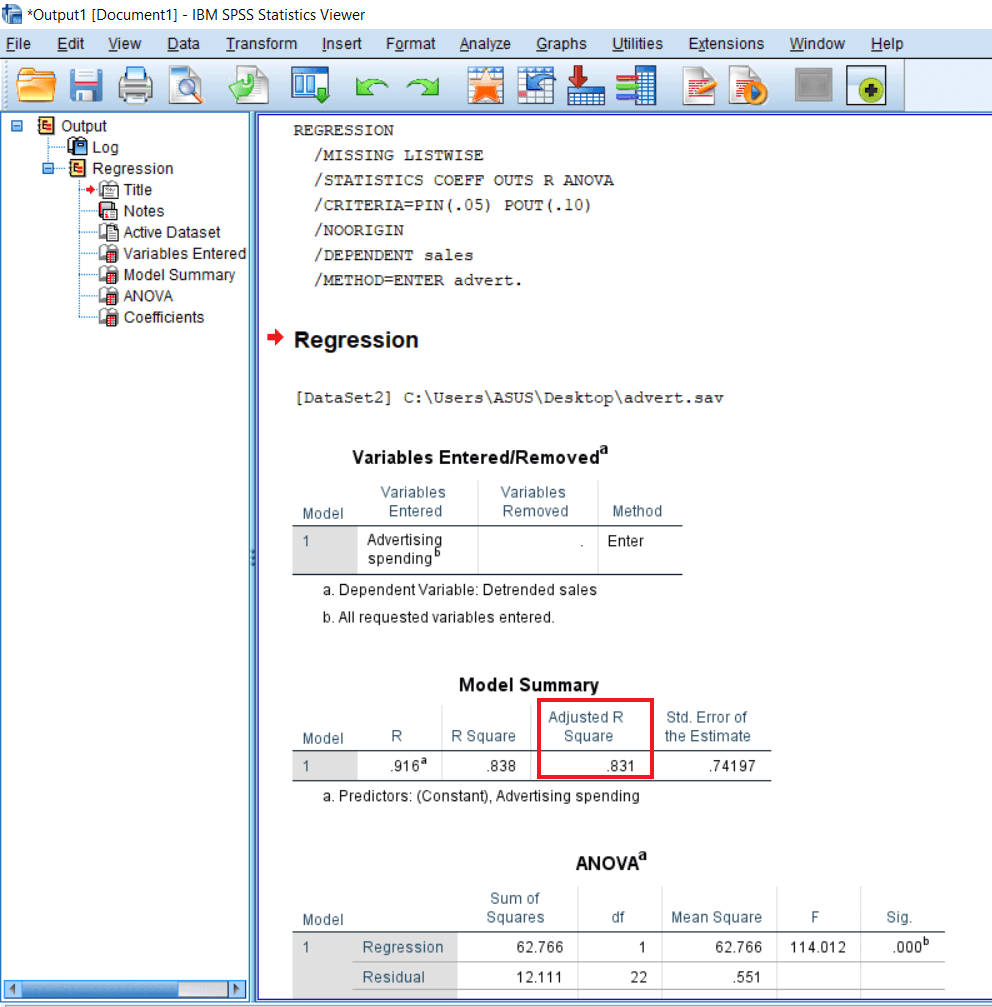 Output of Linear Regression