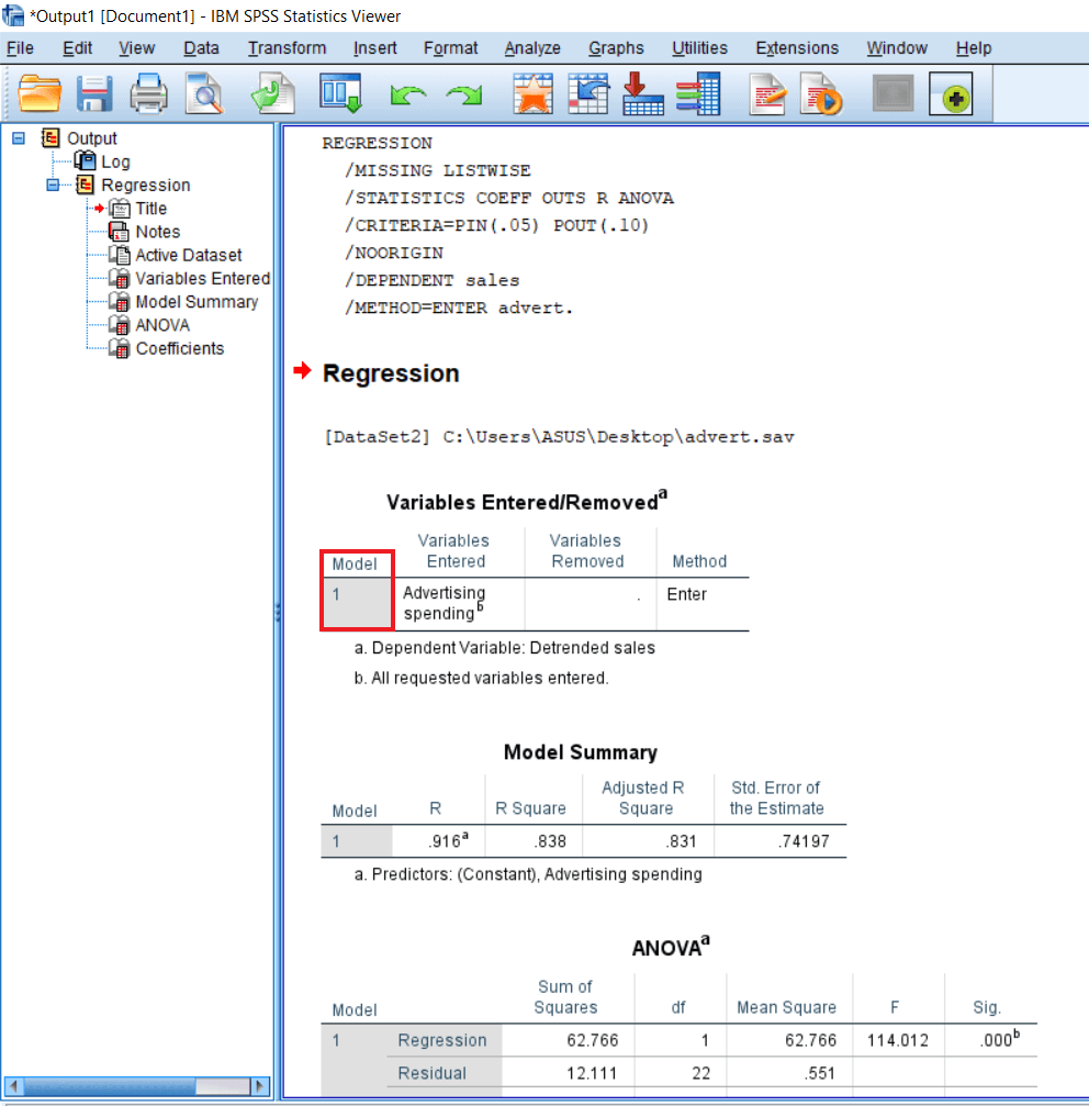 Output of Linear Regression