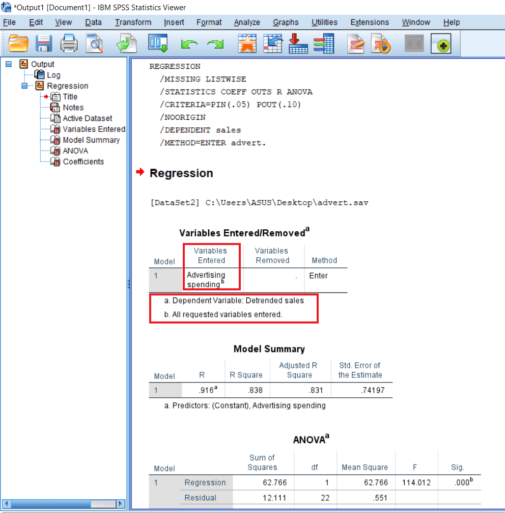 Output of Linear Regression