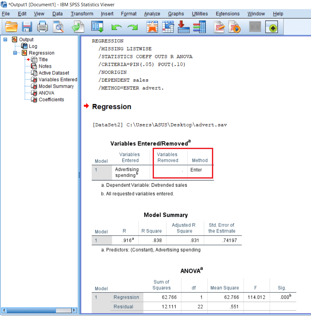 Output of Linear Regression
