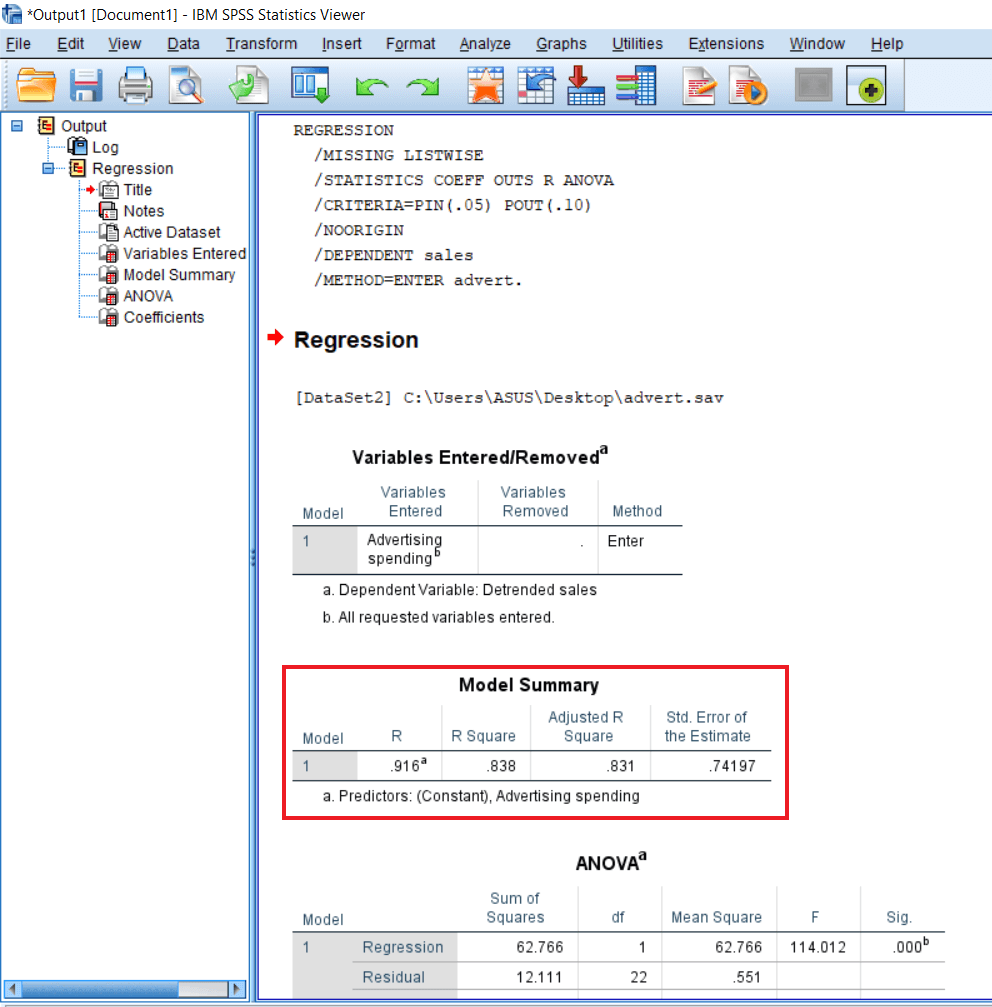 Output of Linear Regression