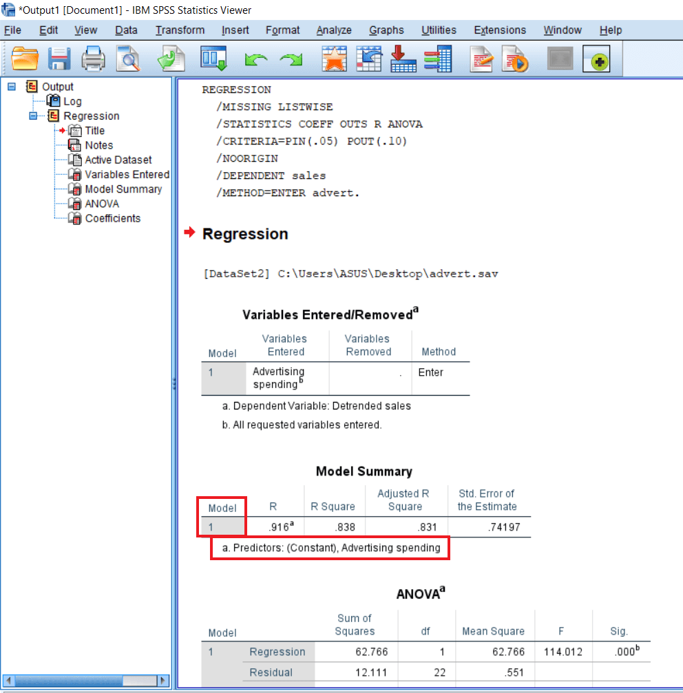 Output of Linear Regression