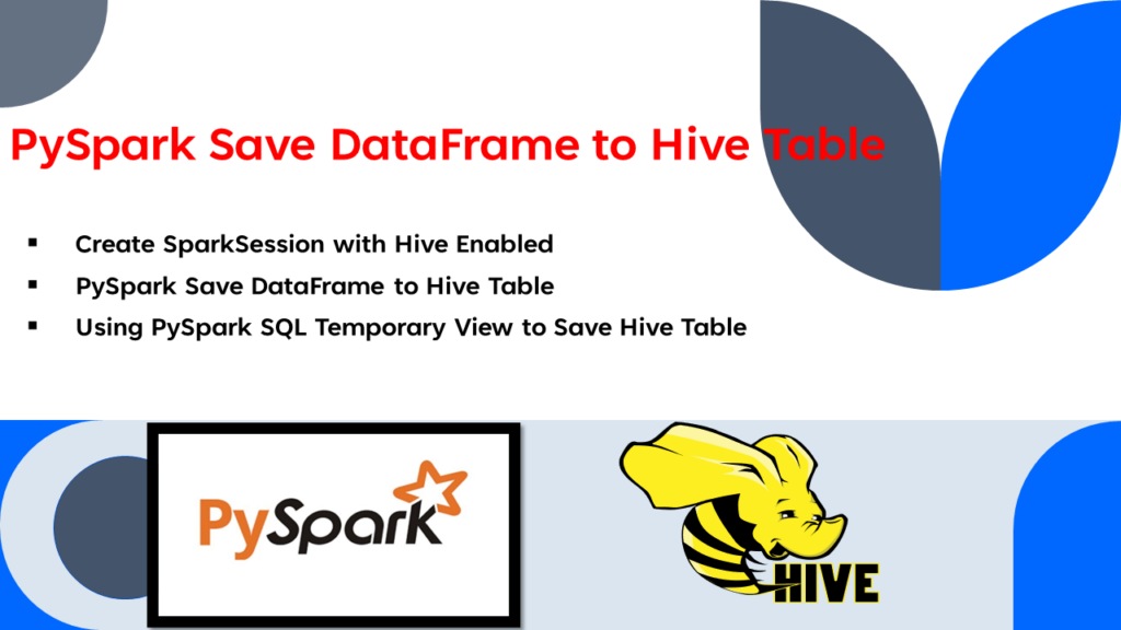 How can I use PySpark to save a DataFrame into a Hive table? 2