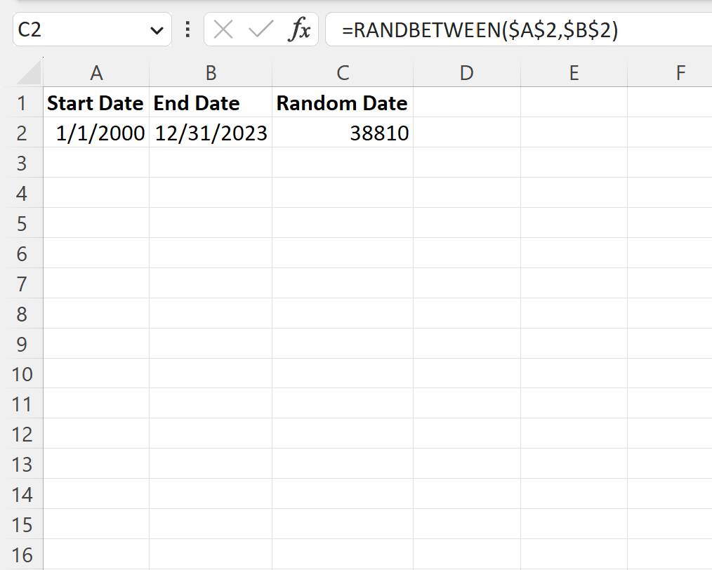 How can I generate random dates in Excel? 2