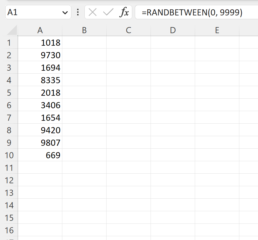 How can I generate random 4 digit numbers in Excel? 2