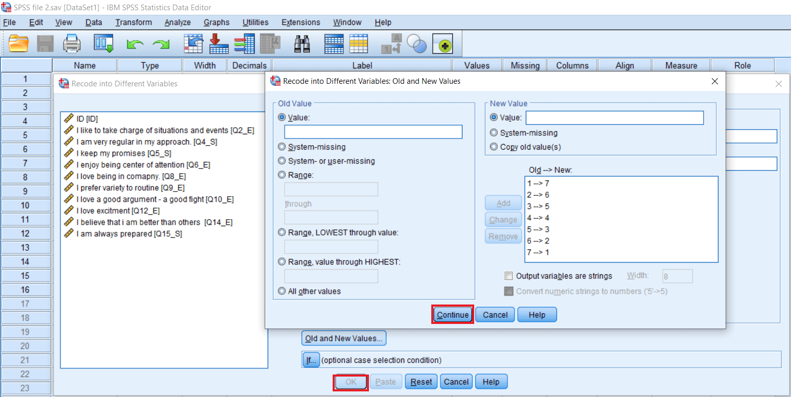 Recode into Different Variable in SPSS