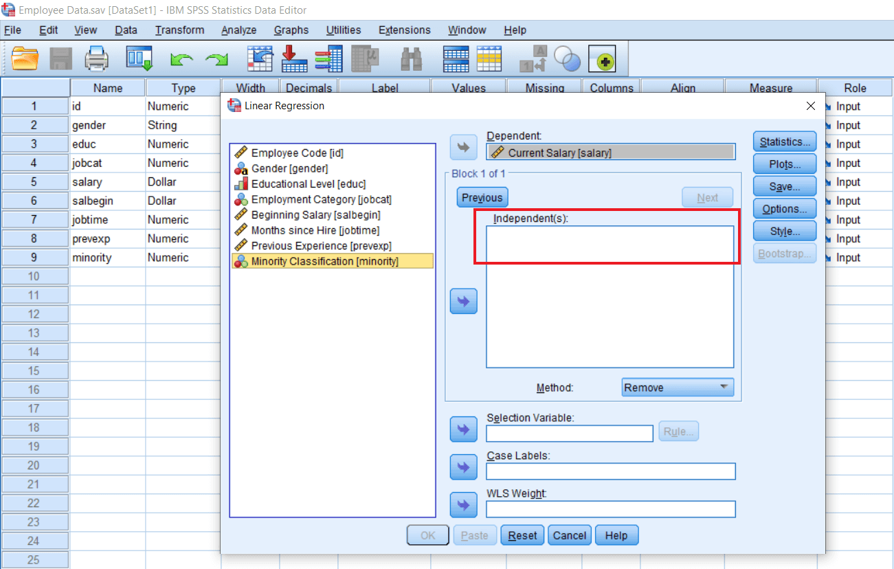 Remove method of Multiple Regression