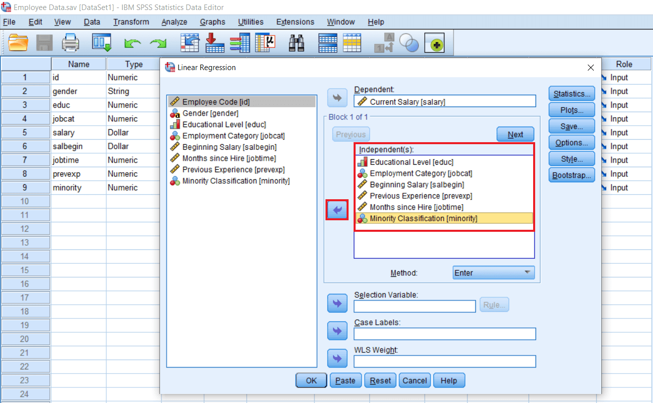 Remove method of Multiple Regression
