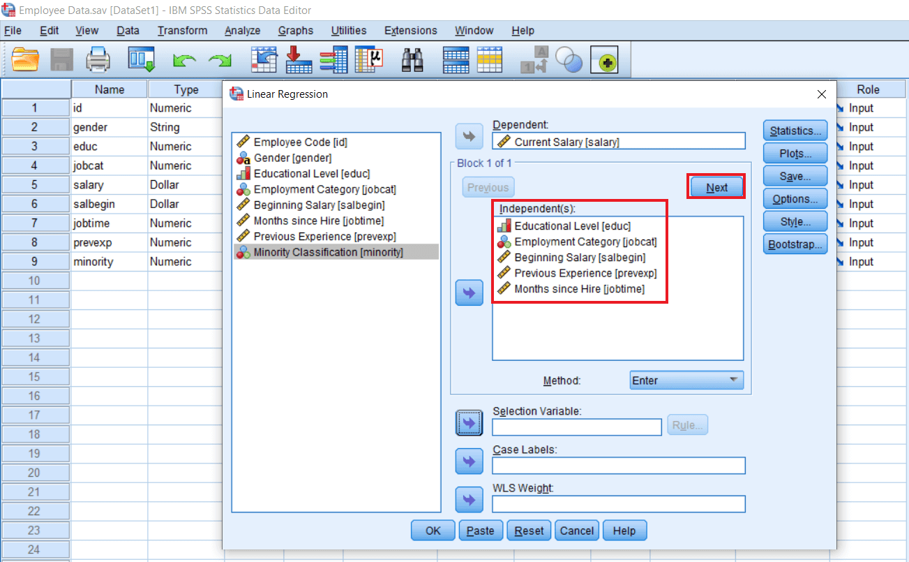 Remove method of Multiple Regression