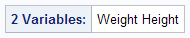 2 Variables: Weight Height