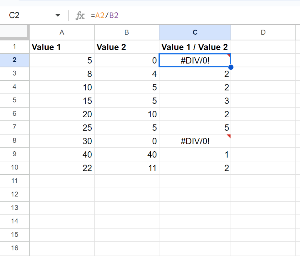 How can I make Google Sheets ignore #DIV/0! errors? 2