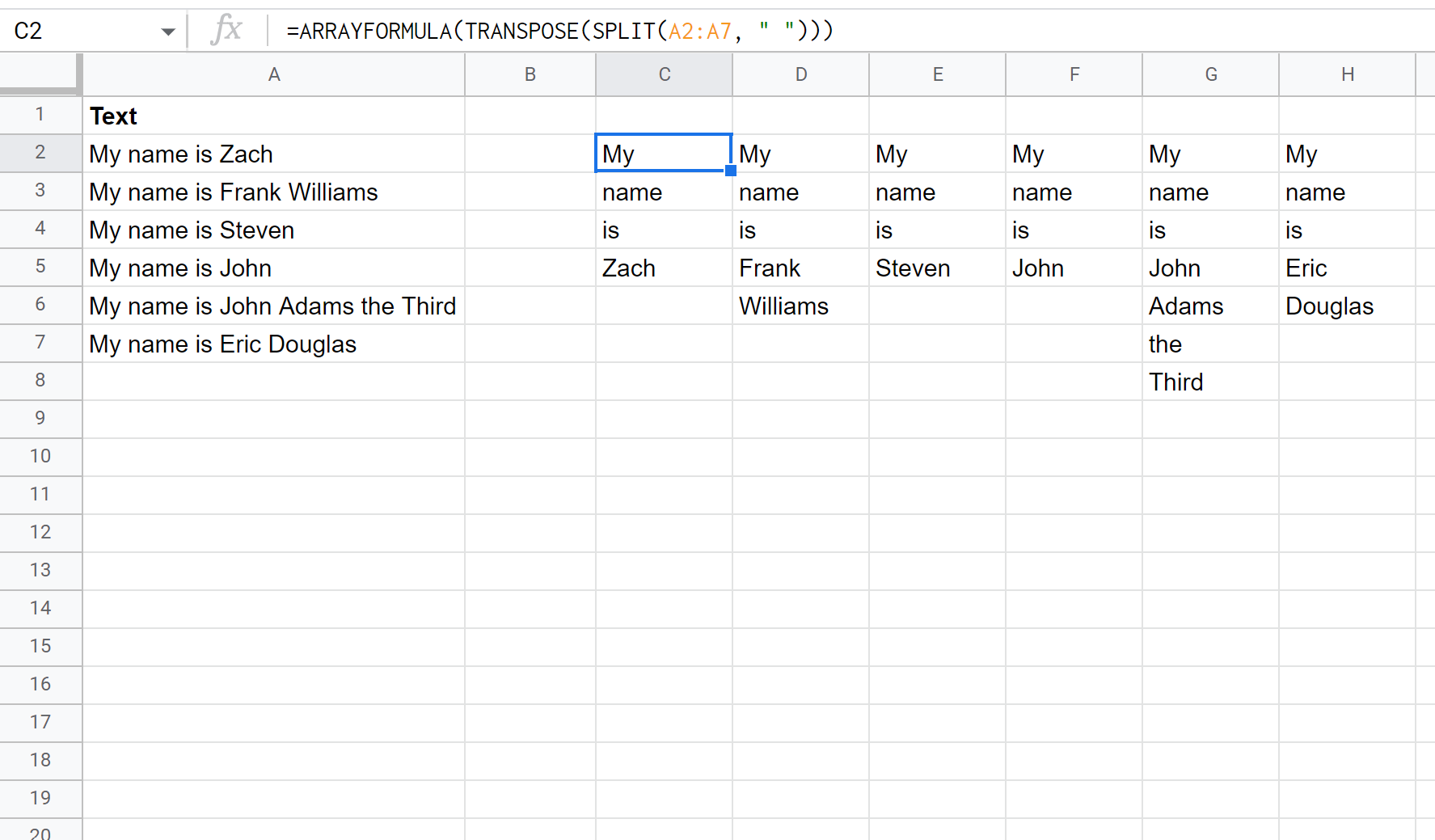 splitrows5 Google Sheets split text in several cells into rows
