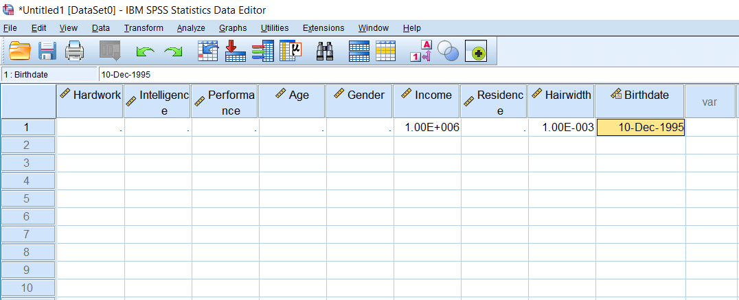 SPSS Date and Timestamps Variable