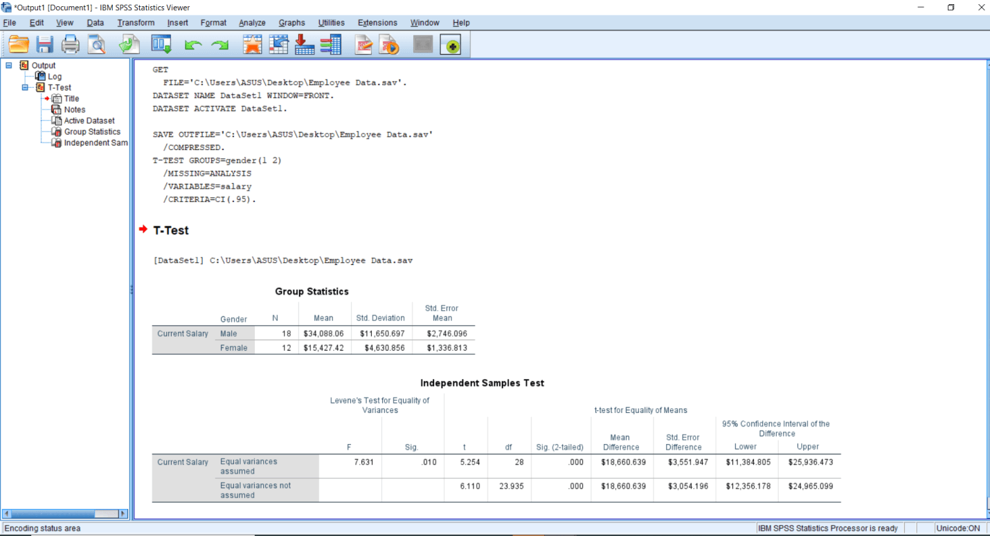 Define Input of Independent Sample T-Test