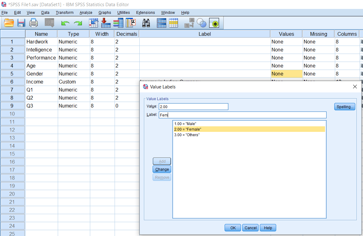 SPSS Value and Labels