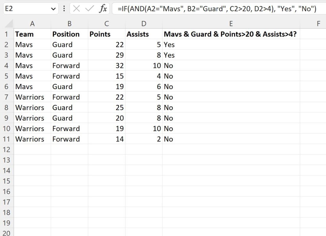 EXCEL IF Function with 4 conditions