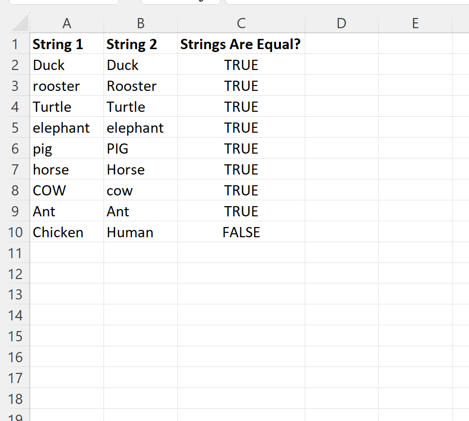 case-insensitive string comparison in VBA
