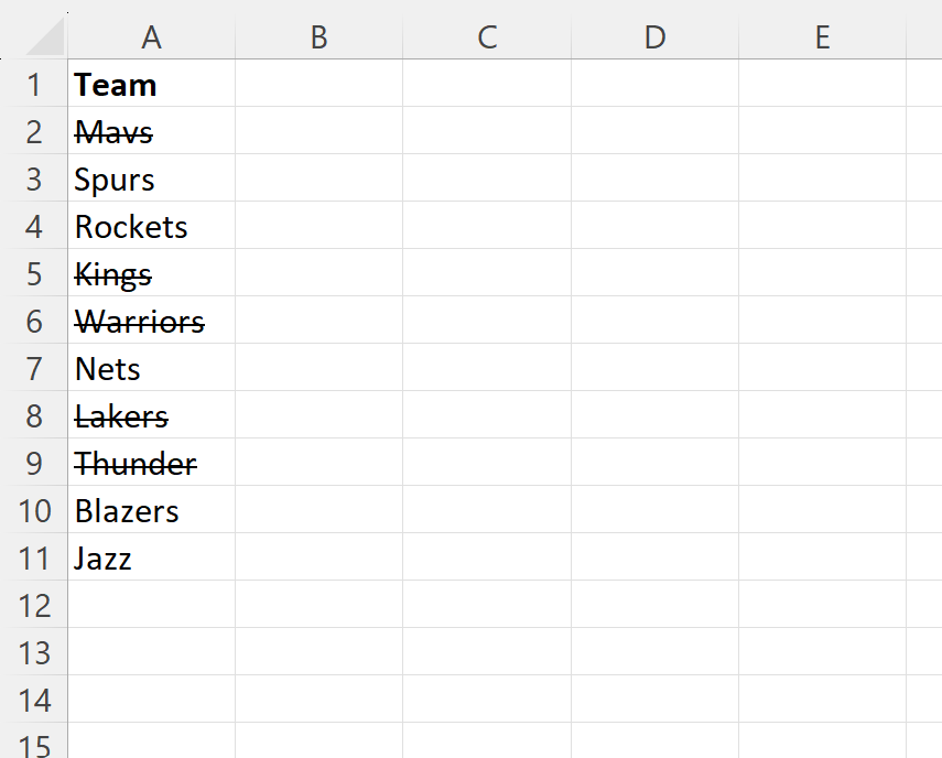 How can I filter by strikethrough in Excel? 2