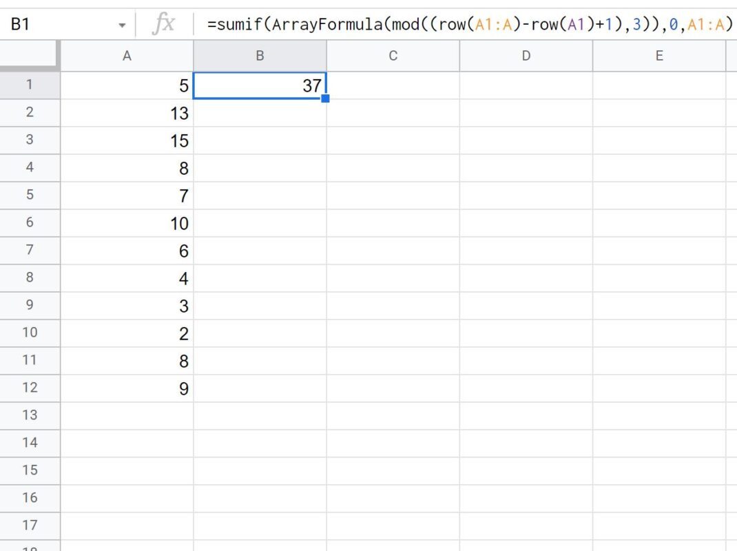 sum every nth row in Google Sheets