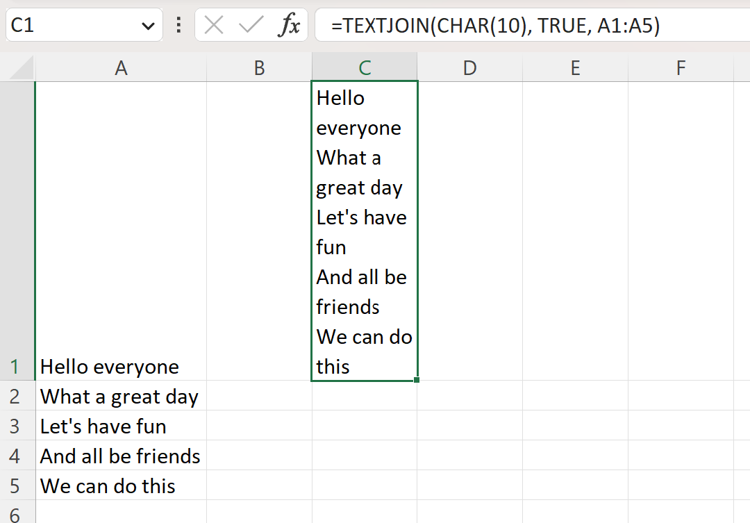 tj4 Excel TEXTJOIN function with line breaks