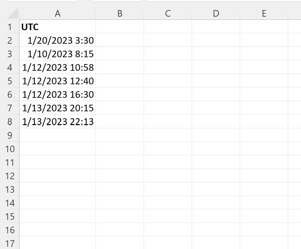 How can I convert UTC to EST in Excel using a simple formula? 2