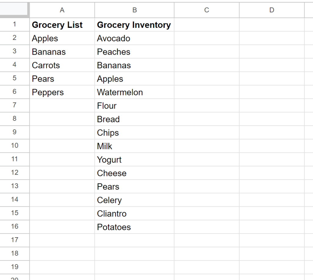 How can I check if one column value exists in another column in Google Sheets? 2