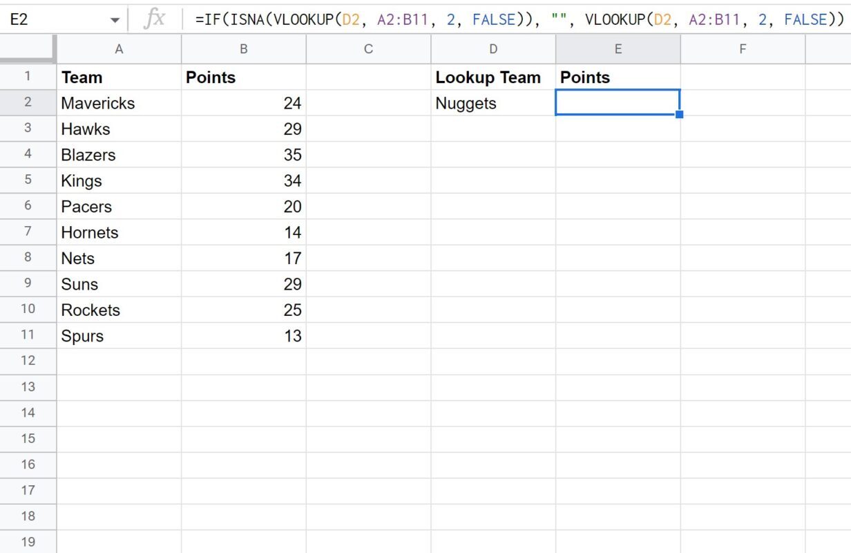 Google Sheets VLOOKUP with IF statement