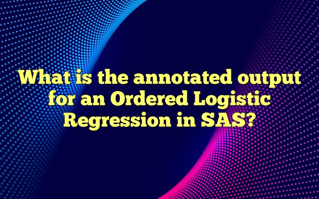 What is the annotated output for an Ordered Logistic Regression in SAS?