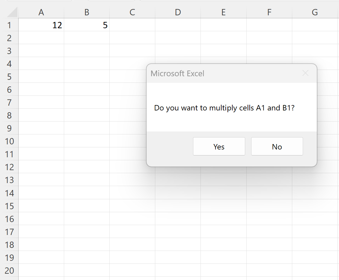 VBA msgbox yes or no