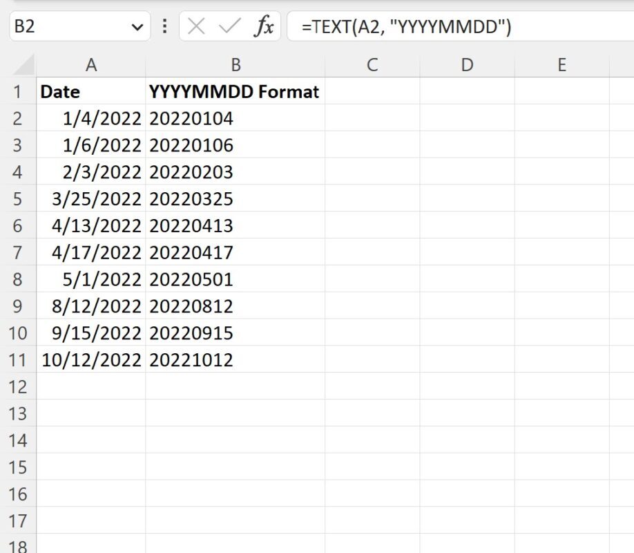 How can I convert a date into the YYYYMMDD format in Excel? 2