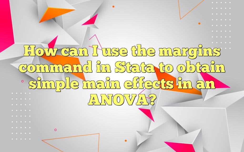 How can I use the margins command in Stata to obtain simple main effects in an ANOVA?